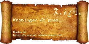 Kroninger Ágnes névjegykártya